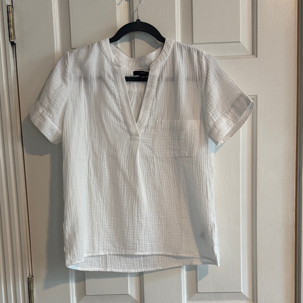J Crew White Short Sleeve Blouse
